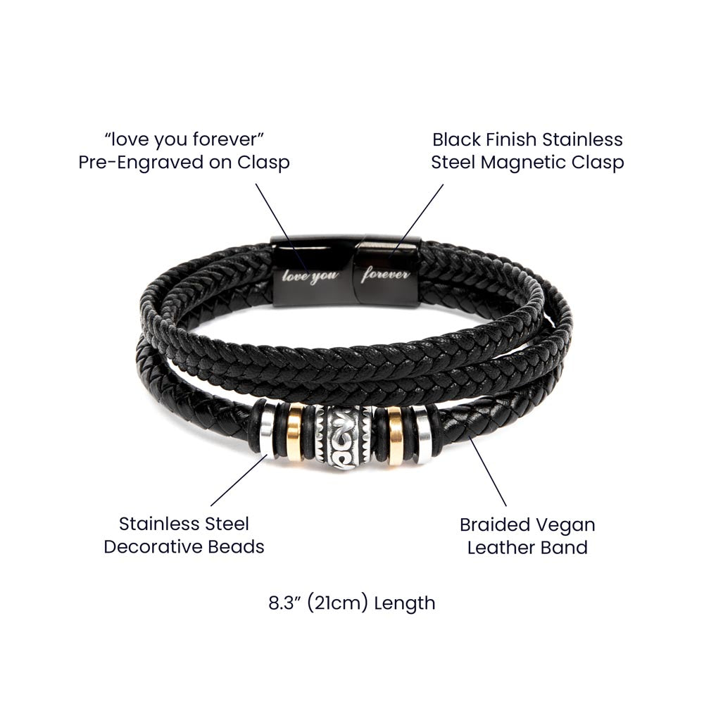 Men's 'Love You Forever' Engraved Bracelet – Stylish Gift with Magnetic Clasp